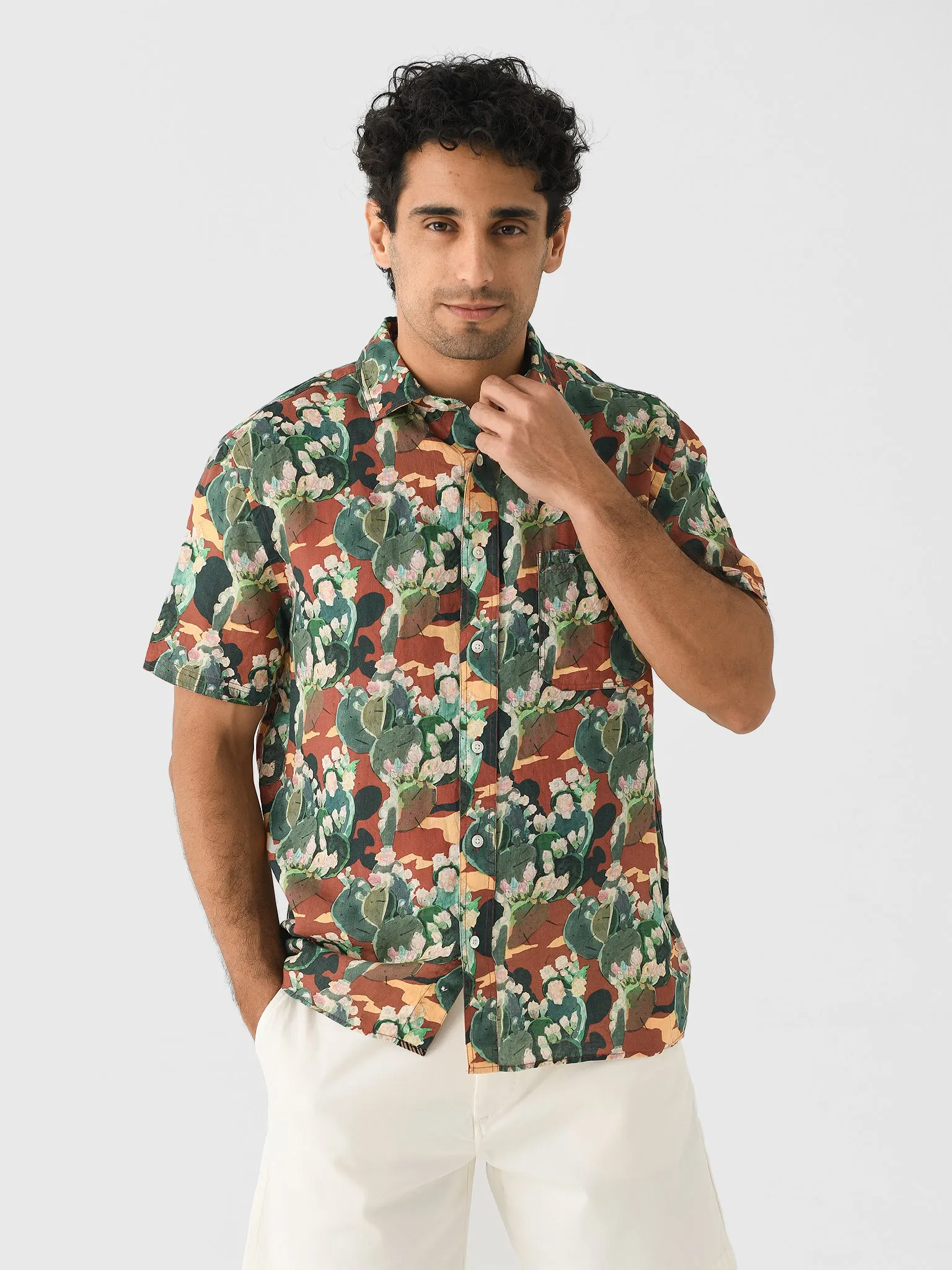 Billy Reid Men's Short Sleeve Cactus Treme Shirt sold by Saint Bernard
