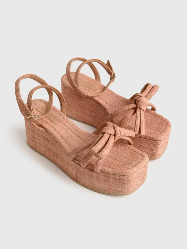 Loeffler Randall Women's Hudson Bow Raffia Platform Sandal sold by Saint Bernard