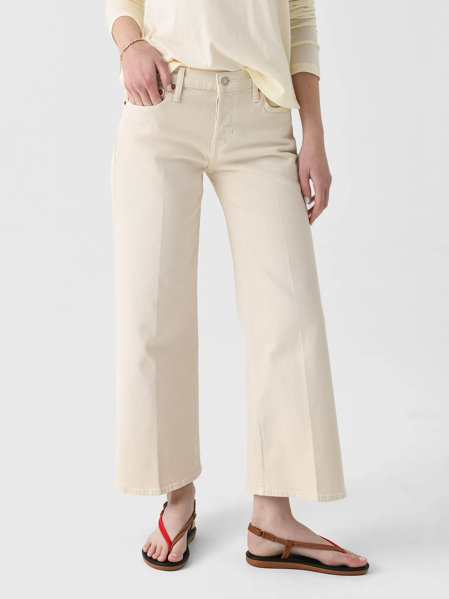 Re/Done Women's Mid Rise Wide Leg Crop Jean sold by Saint Bernard