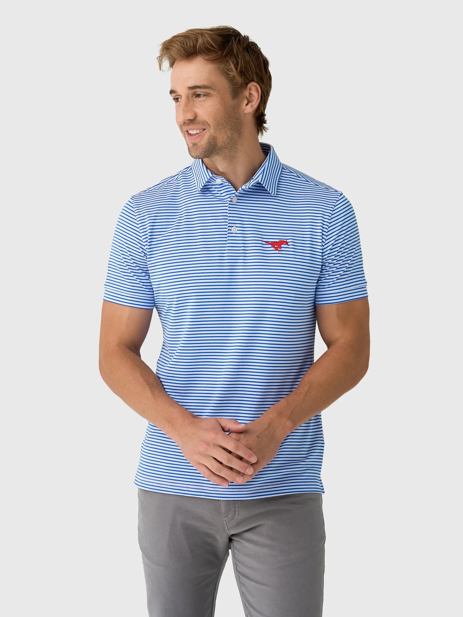 Mizzen+Main Men's Southern Methodist University Trim Versa Polo sold by Saint Bernard
