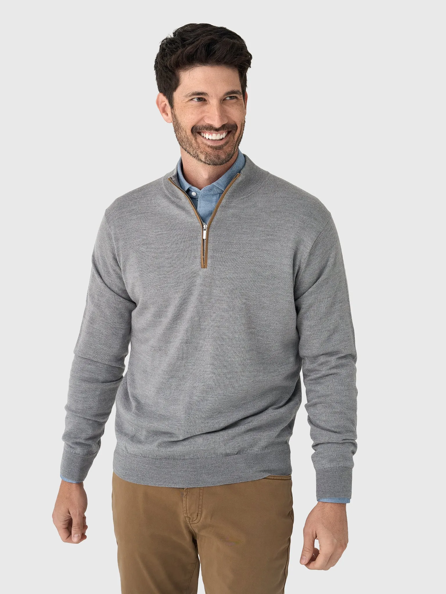 Peter Millar Crown Men's Autumn Crest Suede Trim Quarter-Zip sold by Saint Bernard product image thumbnail 4