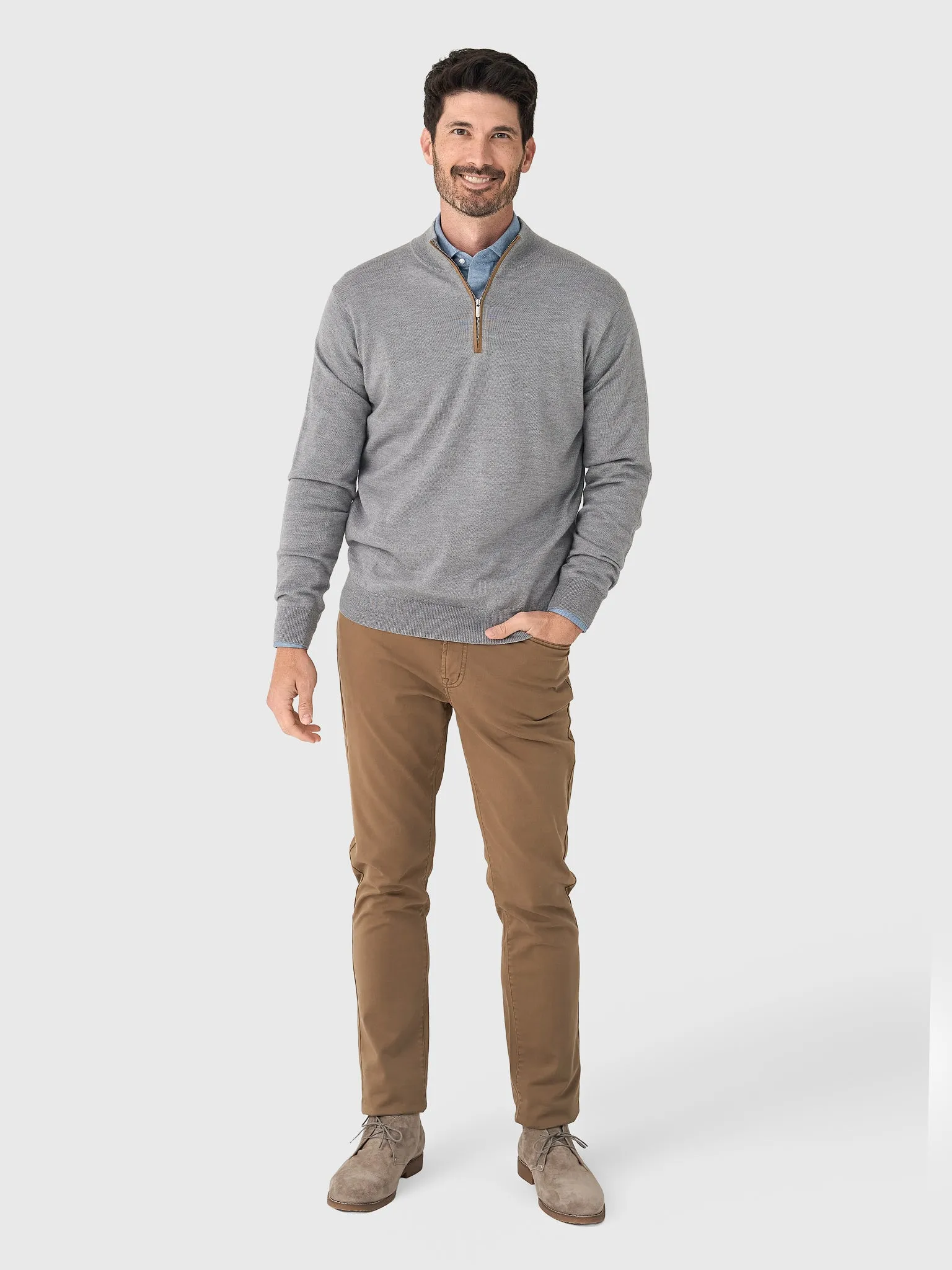 Peter Millar Crown Men's Autumn Crest Suede Trim Quarter-Zip sold by Saint Bernard product image thumbnail 5