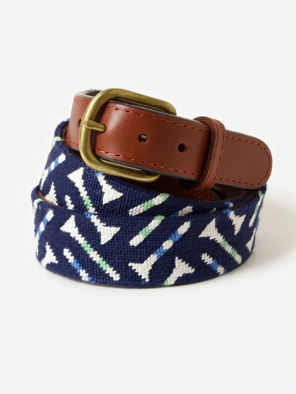 Smathers & Branson Men's Golf Tee Pattern Needlepoint Belt made by Smathers & Branson