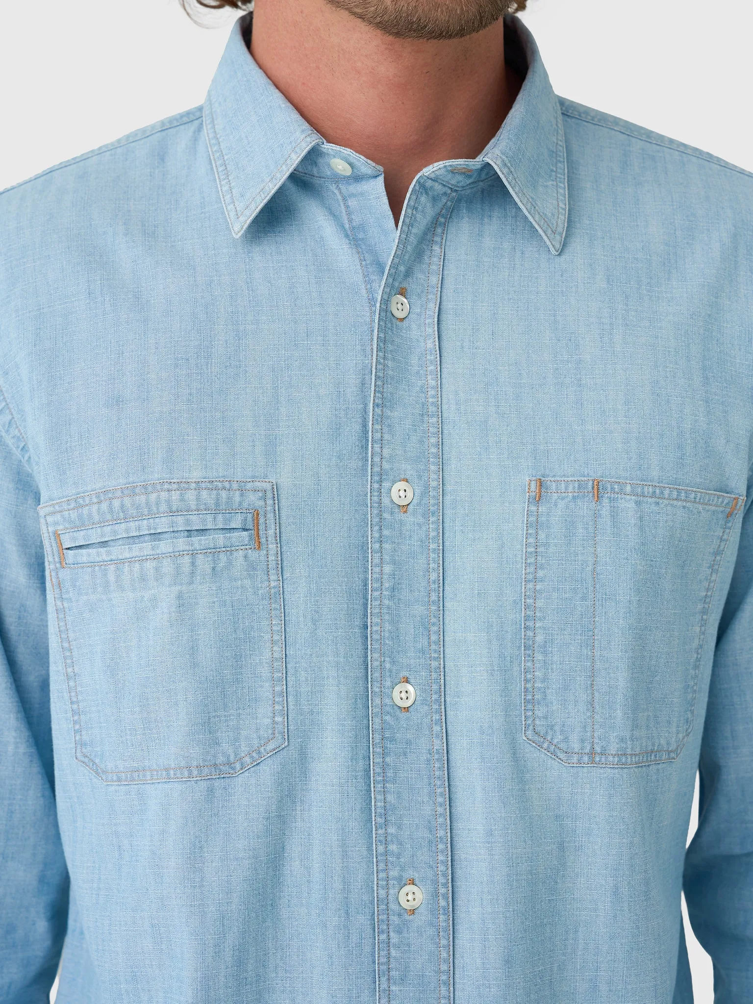 Billy Reid Men's Chambray Field Shirt sold by Saint Bernard product image thumbnail 5
