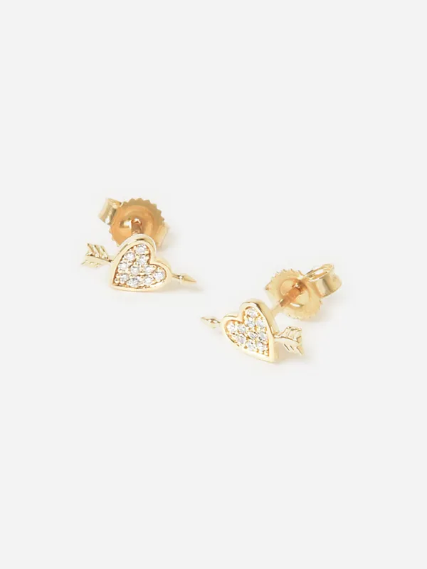 Adina Reyter Pavé Heart Arrow Earrings sold by Saint Bernard
