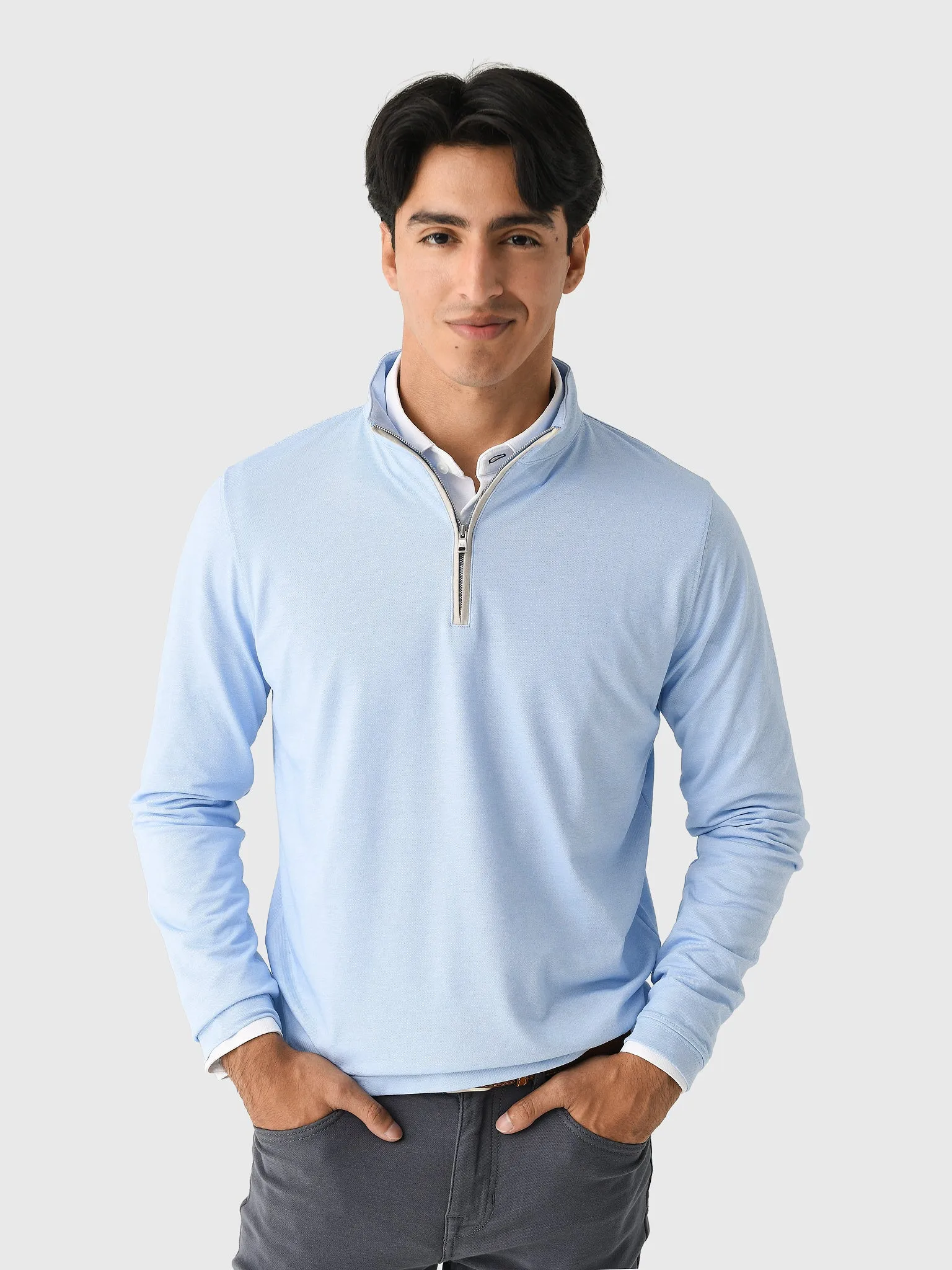 Peter Millar Crown Crafted Men's Albatross Cotton-Blend Piqué Quarter-Zip sold by Saint Bernard product image thumbnail 5