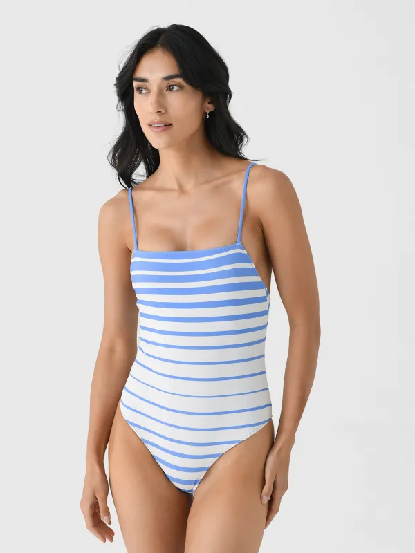 Solid + Striped Women's Renna Reversible One-Piece Swimsuit sold by Saint Bernard