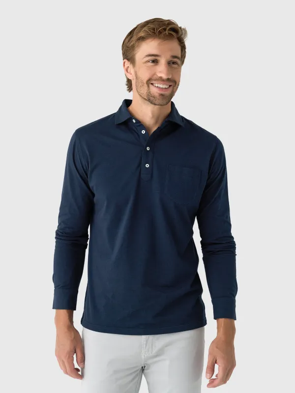 Peter Millar Crown Crafted Men's Amble Long-Sleeve Cotton Cashmere Polo sold by Saint Bernard