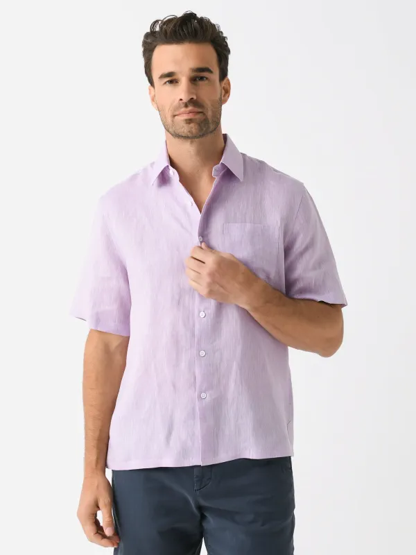 Centuria Men's Short Sleeve Camp Linen Shirt made by Saint Bernard