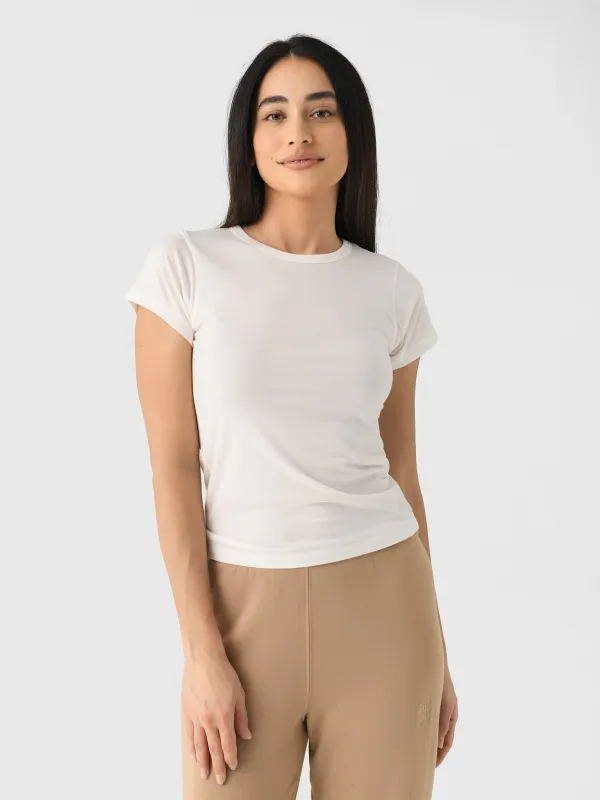 Eterne Women's Fitted Crewneck Short Sleeve T-Shirt sold by Saint Bernard