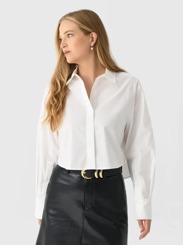 Simkhai Women's Renata Cropped Button-Down Shirt sold by Saint Bernard