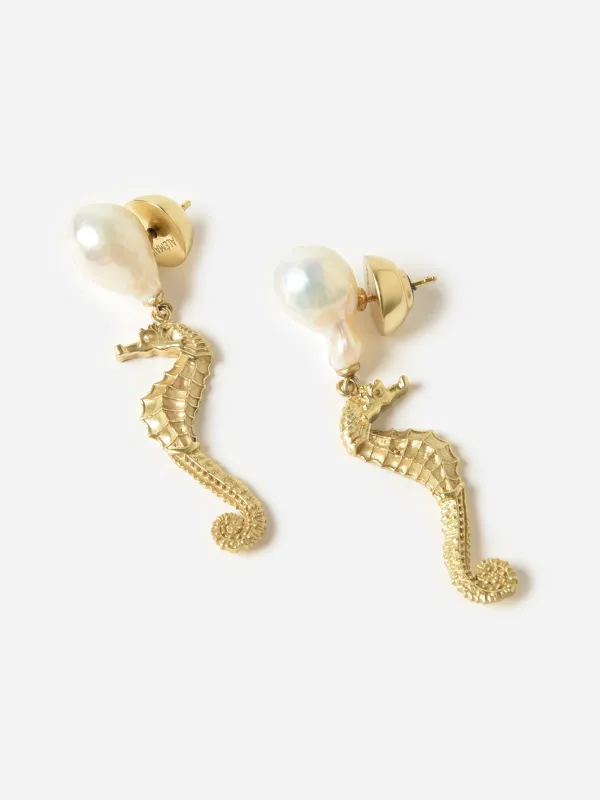 Alemais Curio Seahorse Pearl Earrings made by Alemais