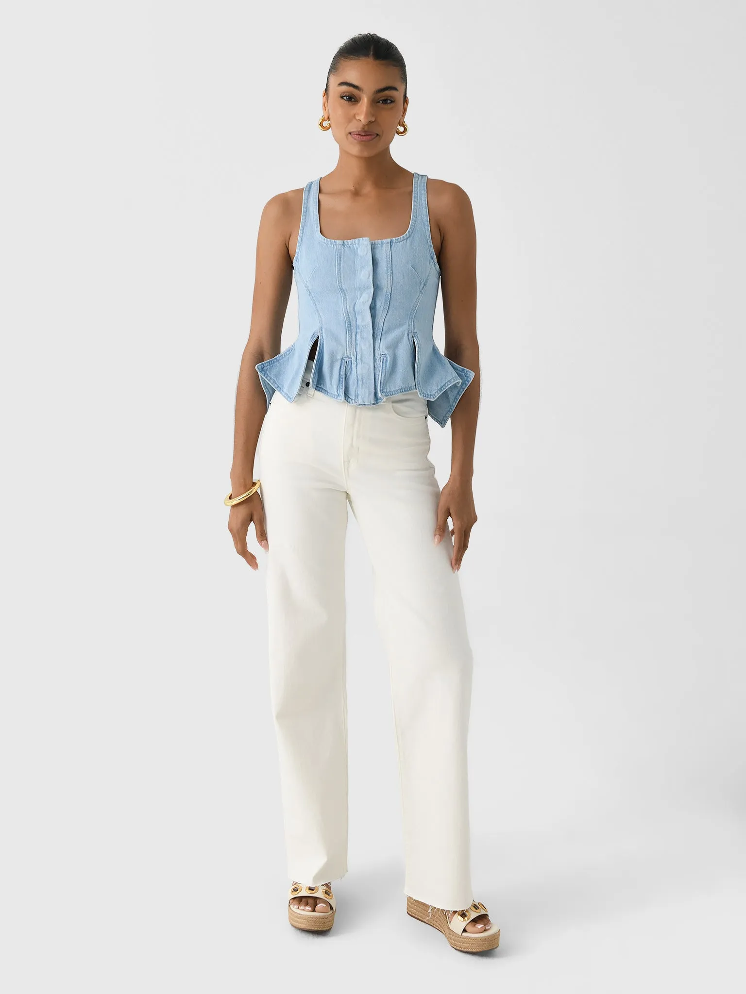 Marques Almeida Women's Corset Peplum Denim Top sold by Saint Bernard product image thumbnail 2
