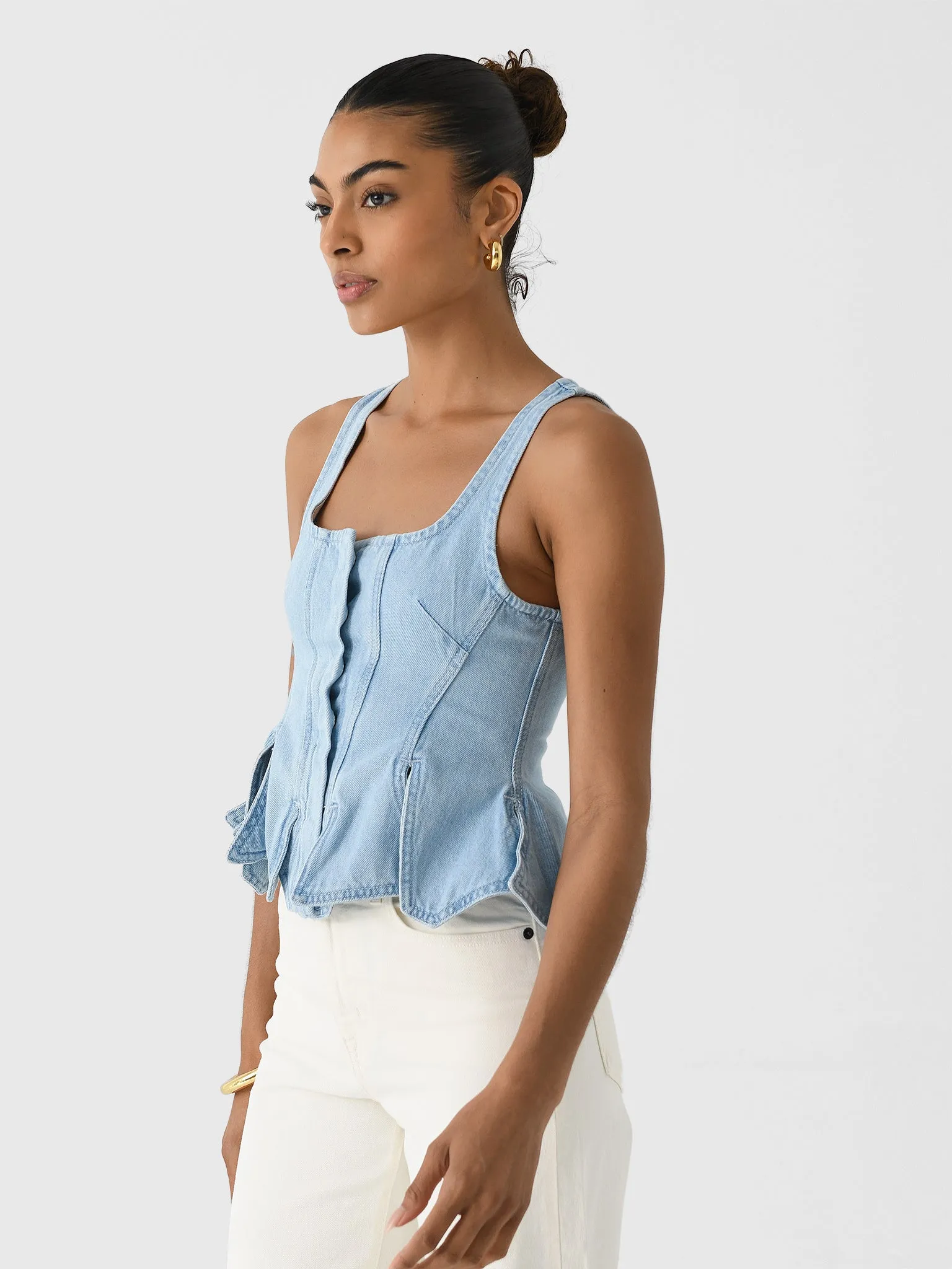 Marques Almeida Women's Corset Peplum Denim Top sold by Saint Bernard product image thumbnail 3