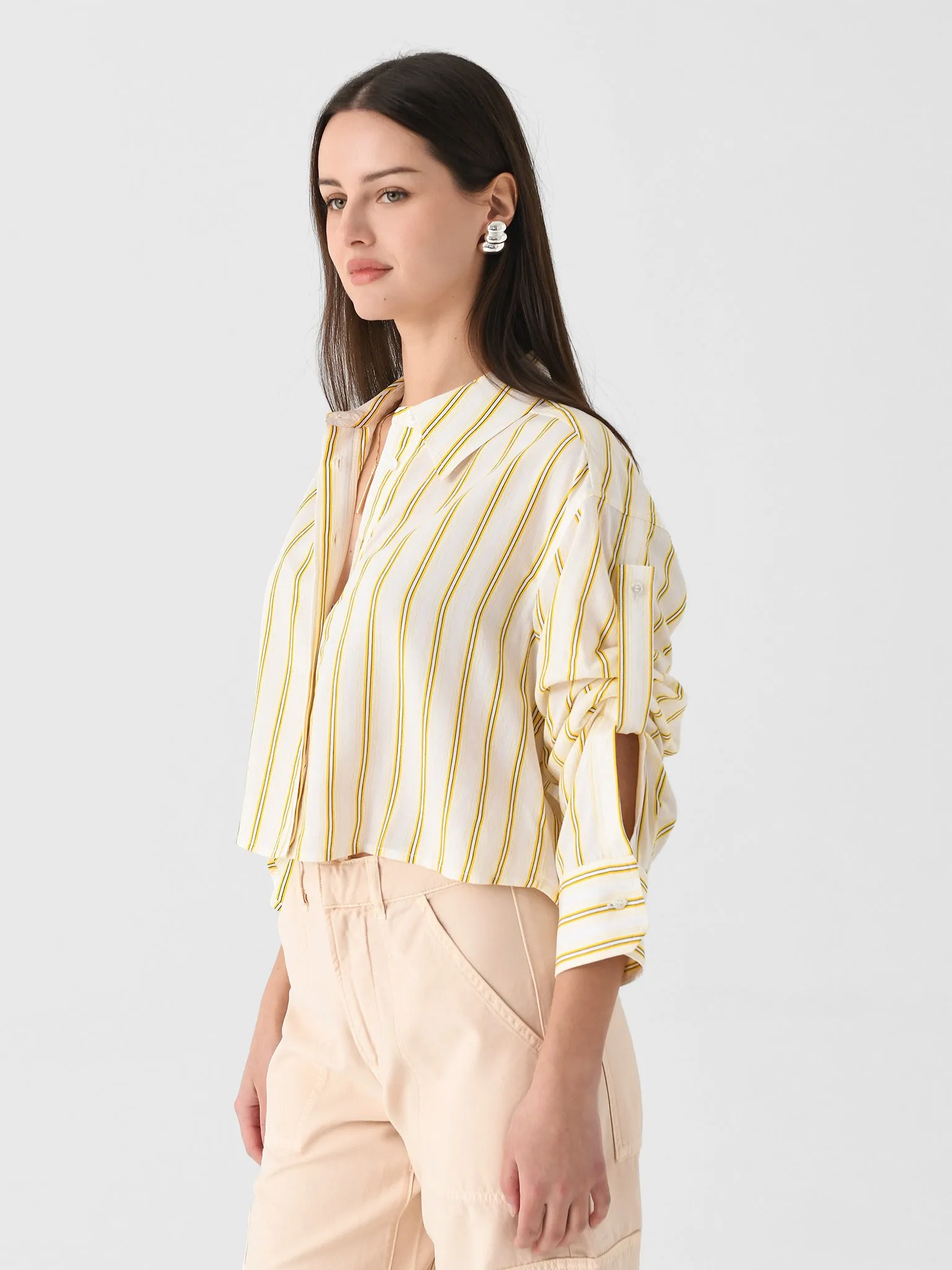 ALC Women's Maude Cropped Silk Shirt sold by Saint Bernard product image thumbnail 3
