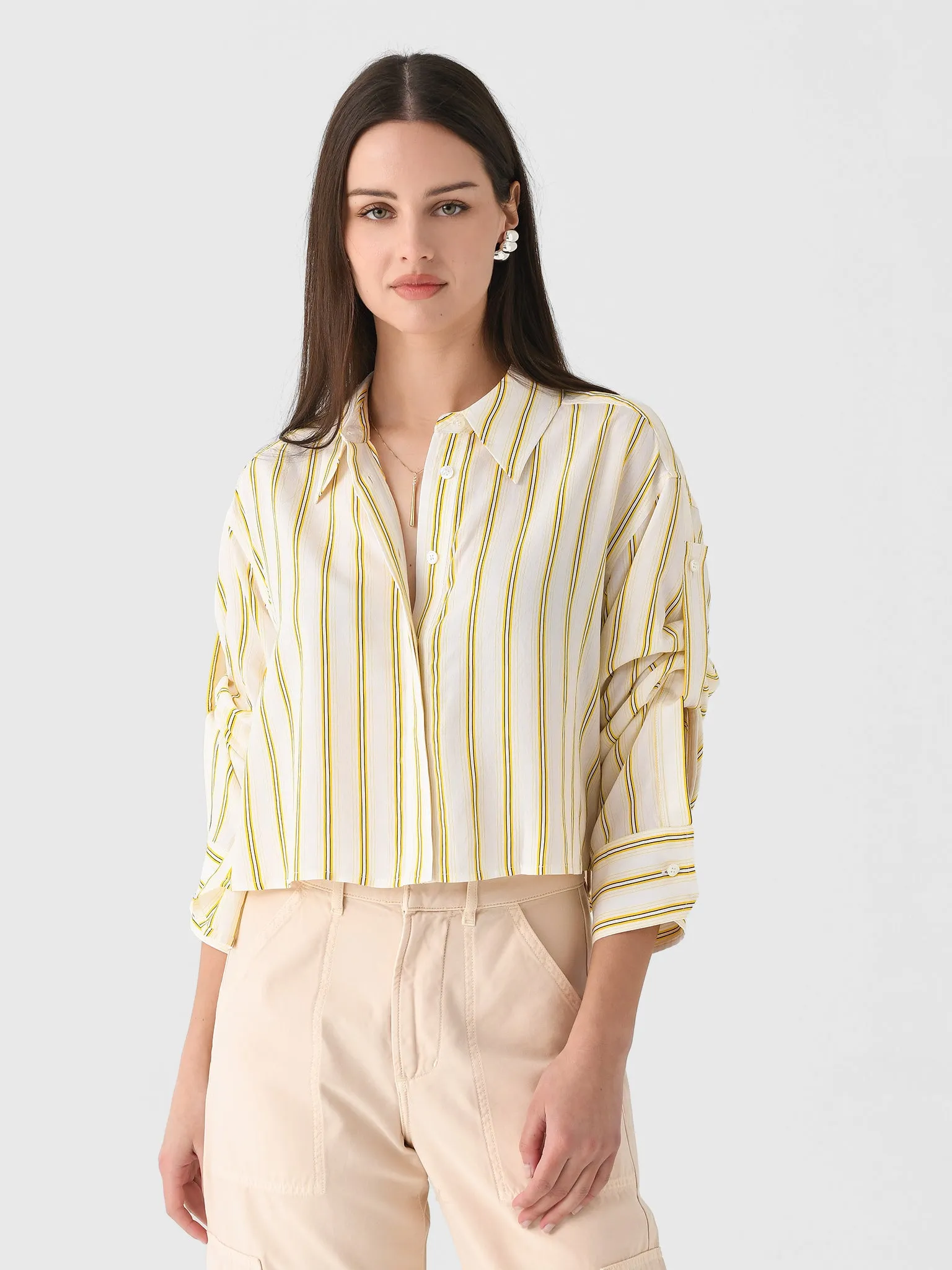 ALC Women's Maude Cropped Silk Shirt sold by Saint Bernard
