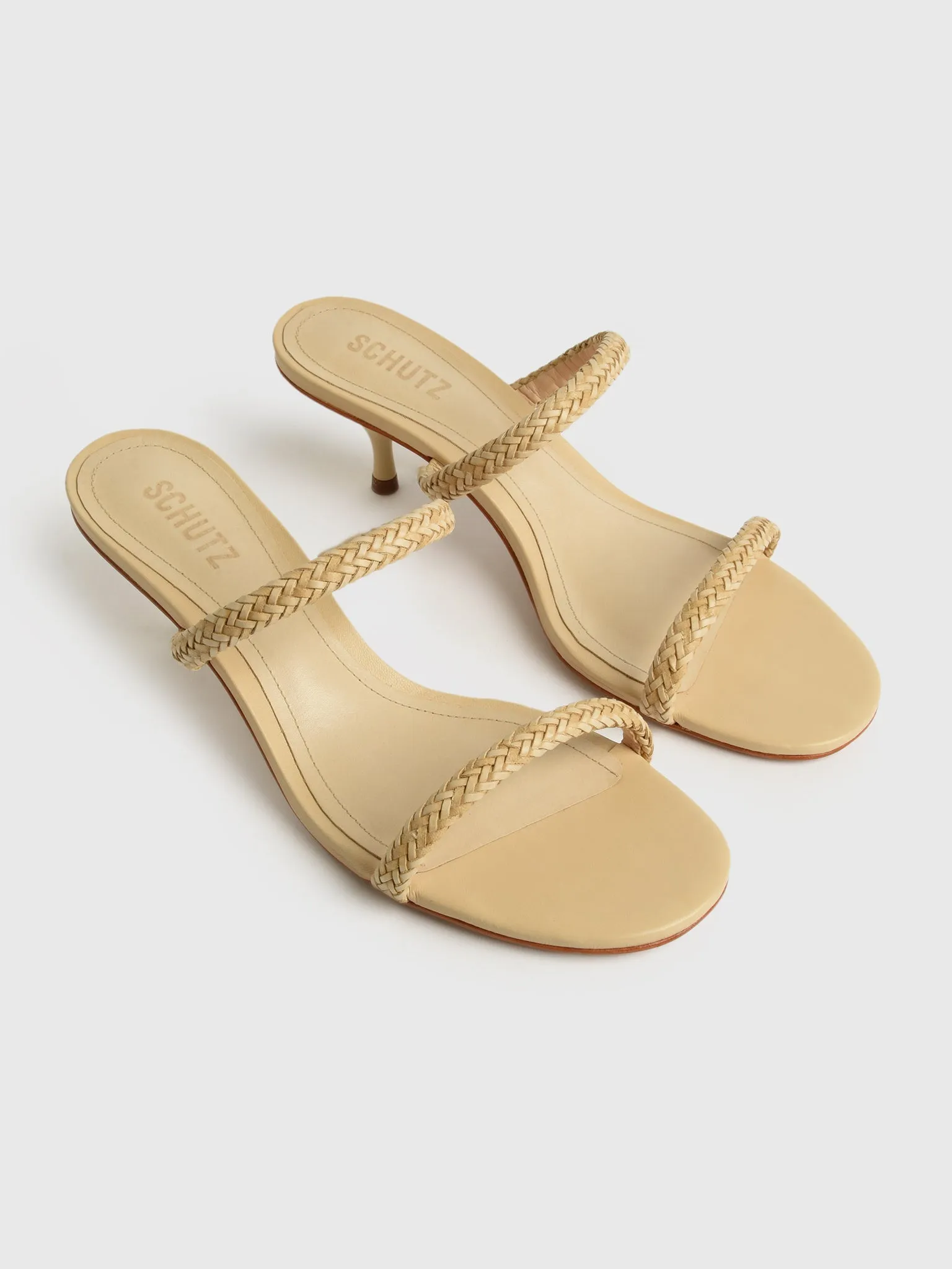 Schutz Women's Taliah Mid Woven Sandal sold by Saint Bernard