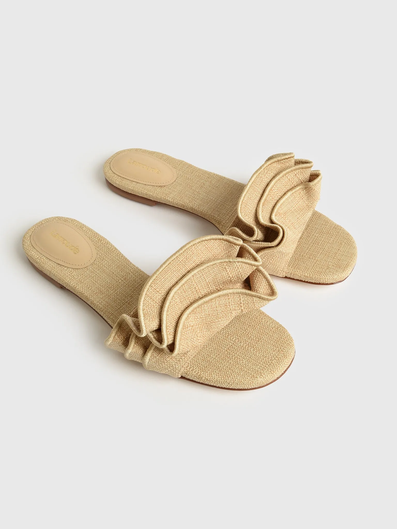 Larroude Women's Ivy Ruffle Sandal sold by Saint Bernard