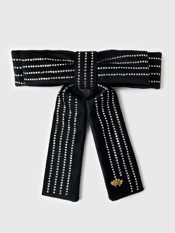 Lele Sadoughi Crystal Pinstripe Antoinette Bow Barrette sold by Saint Bernard