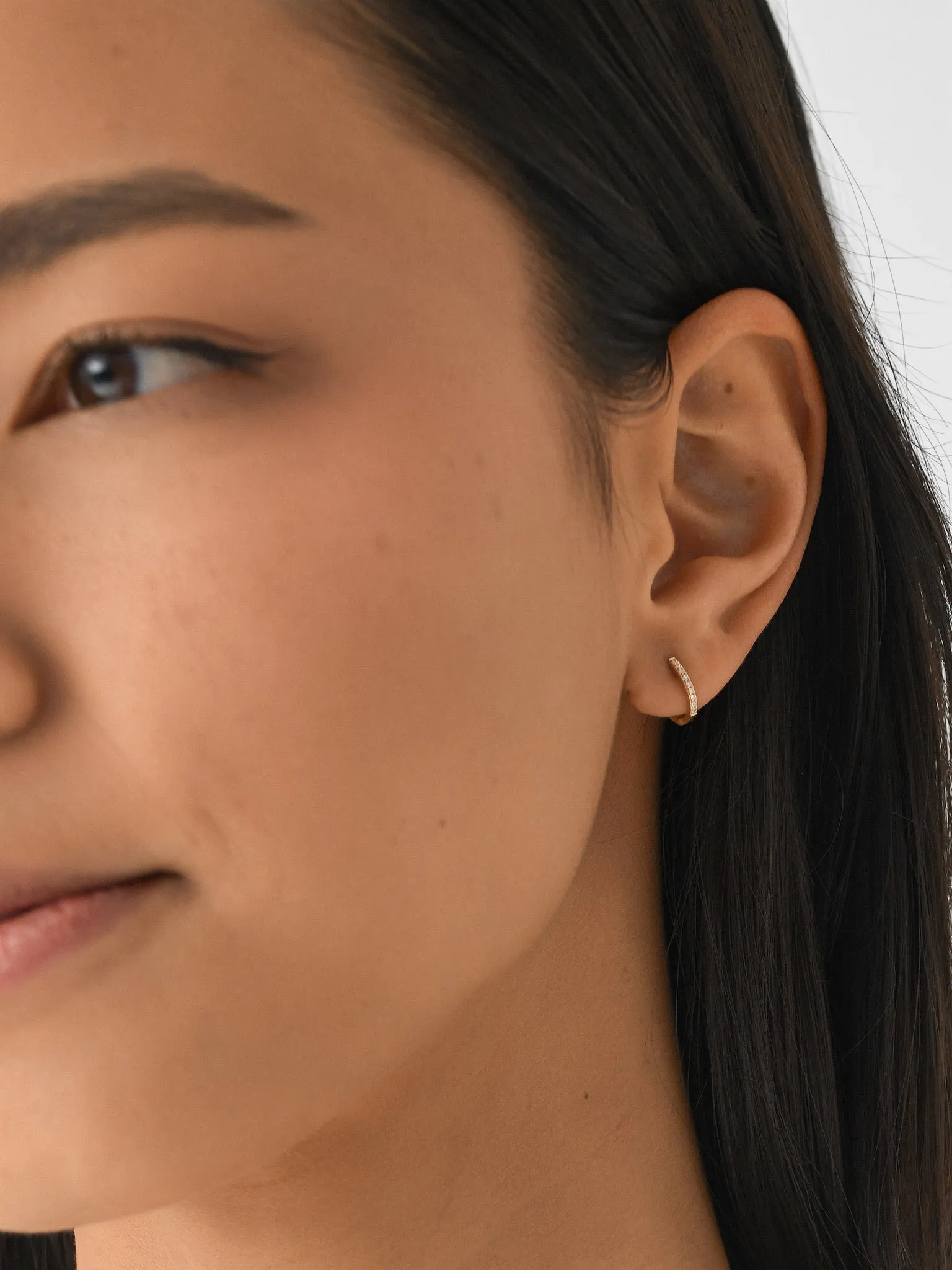 EF Collection Diamond Mini Huggie Earrings sold by Saint Bernard product image thumbnail 2