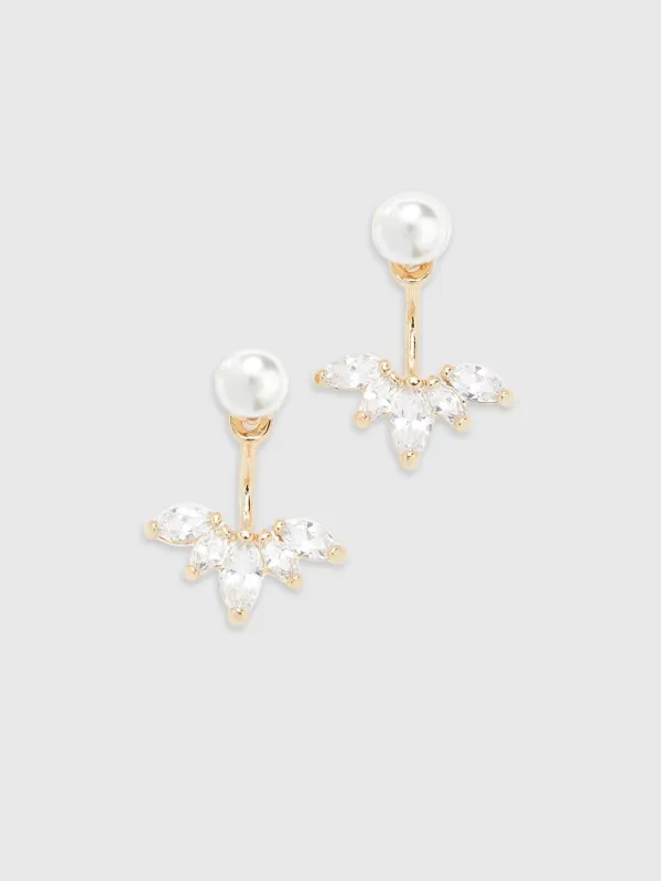 Shashi Marquise Pearl Ear Jacket Earrings sold by Saint Bernard