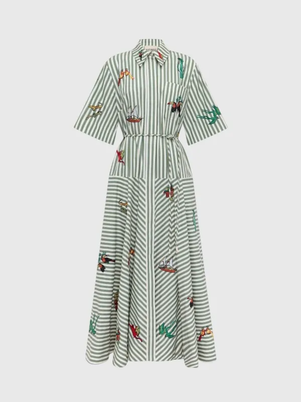 Alemais Women's Bisou Embroidered Shirtdress sold by Saint Bernard