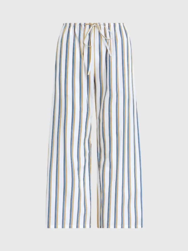 Leset Women's Yoshi Stripe Crop Drawstring Pant made by Leset