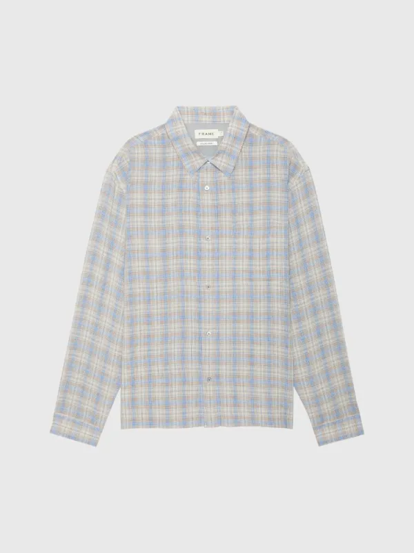 Frame Men's Linen Blend Plaid Shirt made by Frame Denim