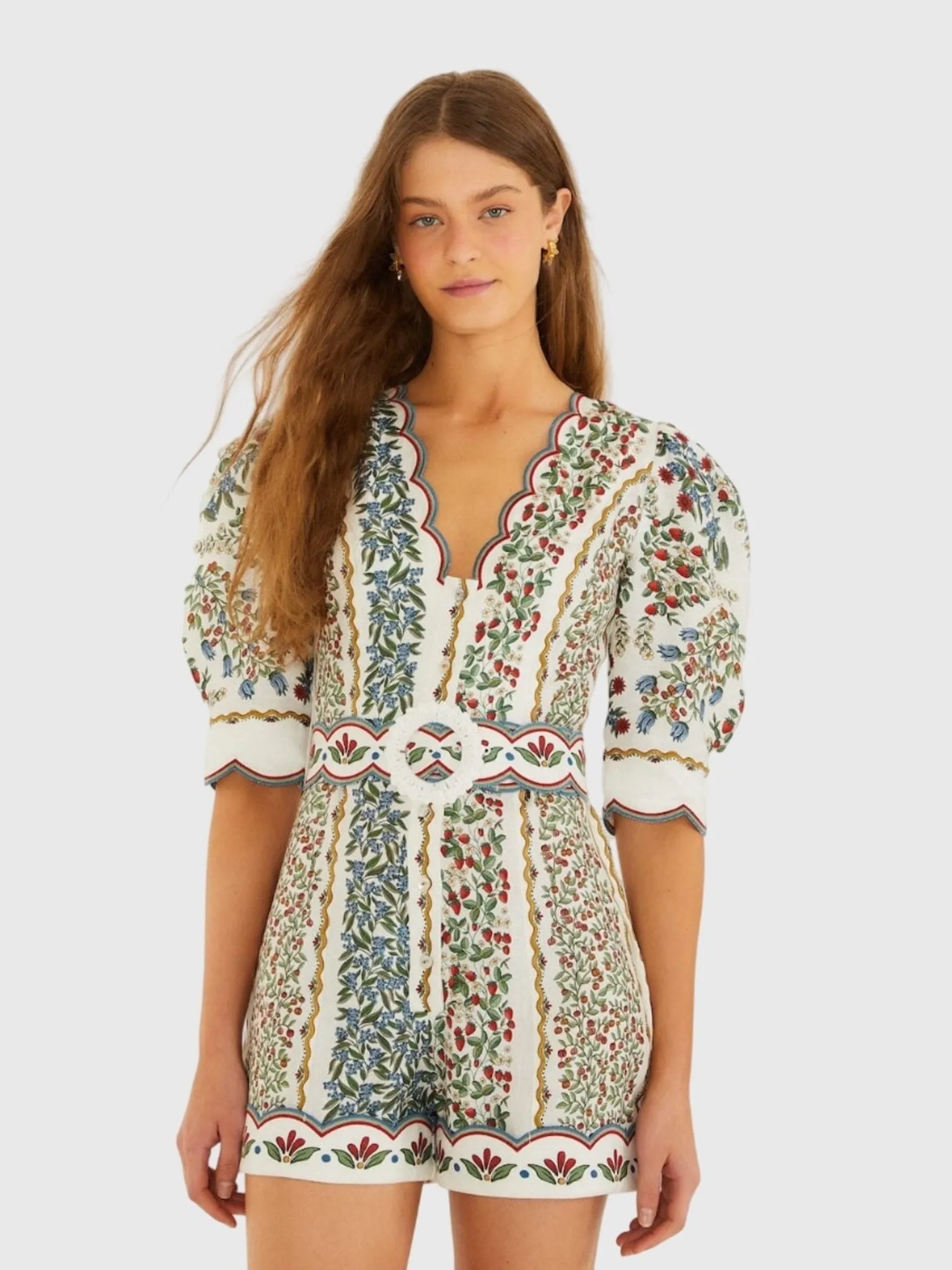 Farm Rio Women's Fruit Beauty Mini Cut-Out Romper sold by Saint Bernard