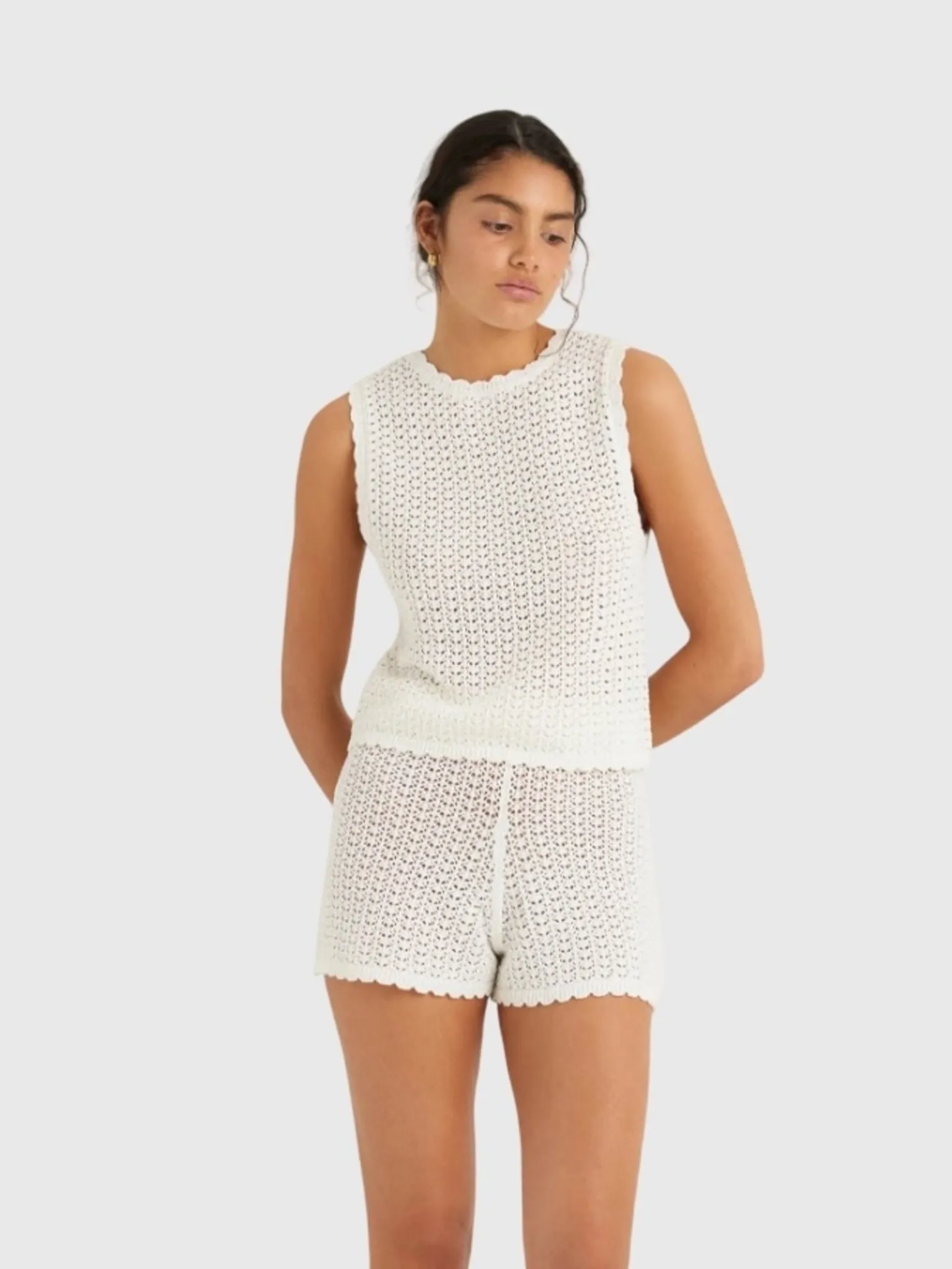Peony Women's Pointelle Top sold by Saint Bernard