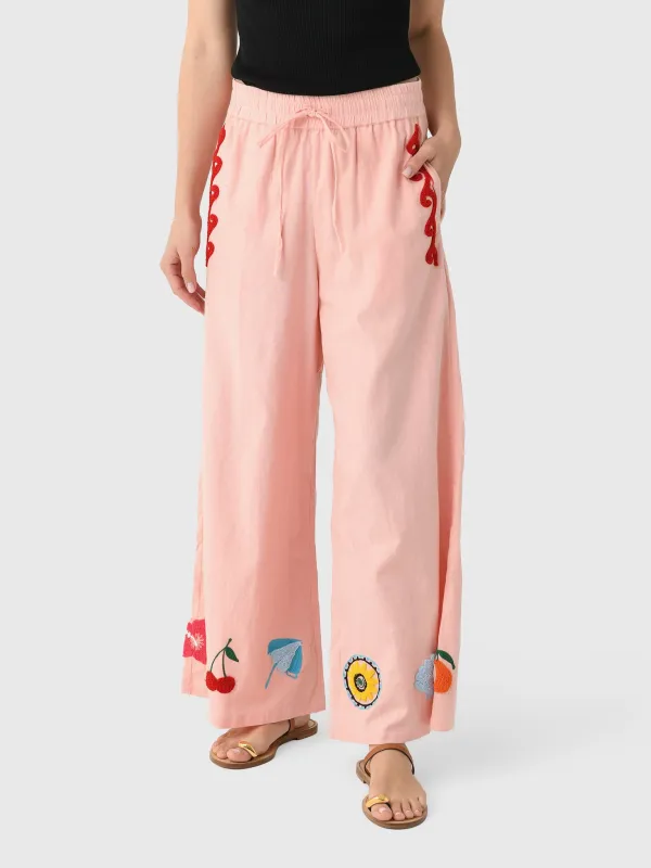 Cleonie Women's Papaya Linen Pant made by Saint Bernard