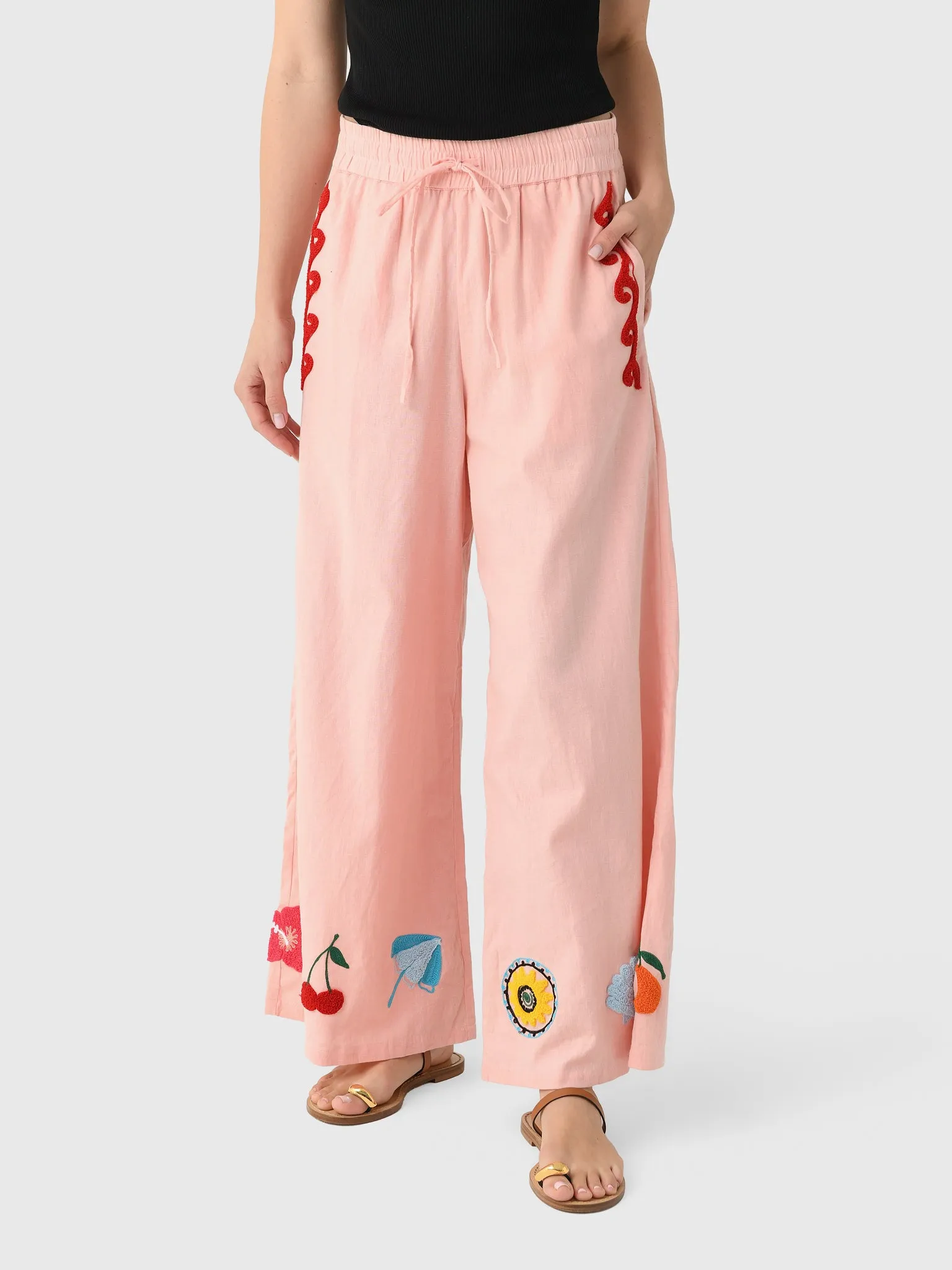 Cleonie Women's Papaya Linen Pant sold by Saint Bernard