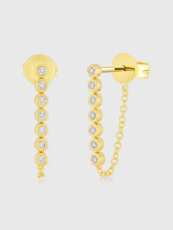 EF Collection Multi Diamond Bezel Chain Stud Earrings sold by Saint Bernard