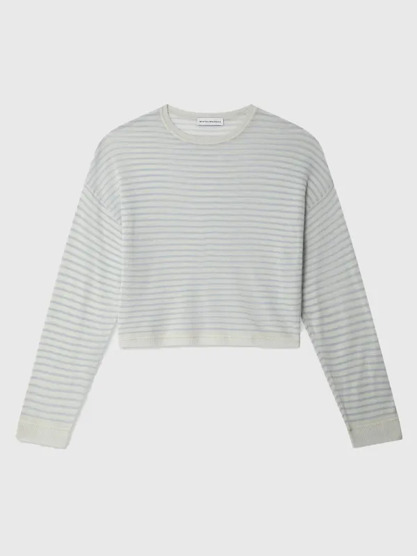 White + Warren Women's Superfine Cashmere Striped Sweatshirt sold by Saint Bernard