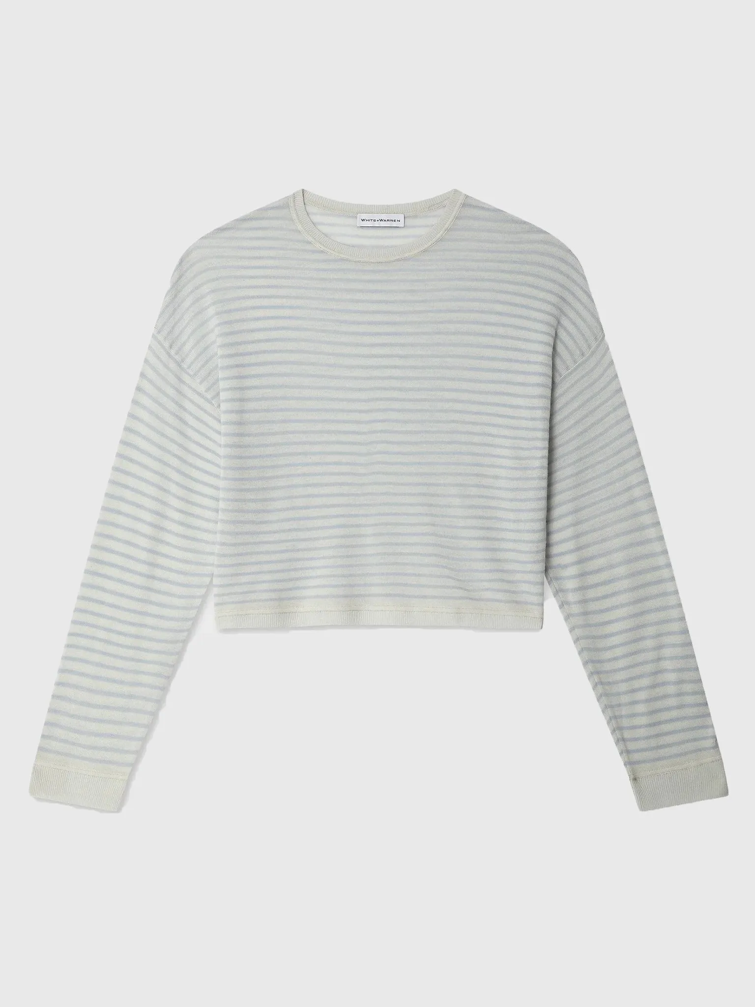 White + Warren Women's Superfine Cashmere Striped Sweatshirt sold by Saint Bernard