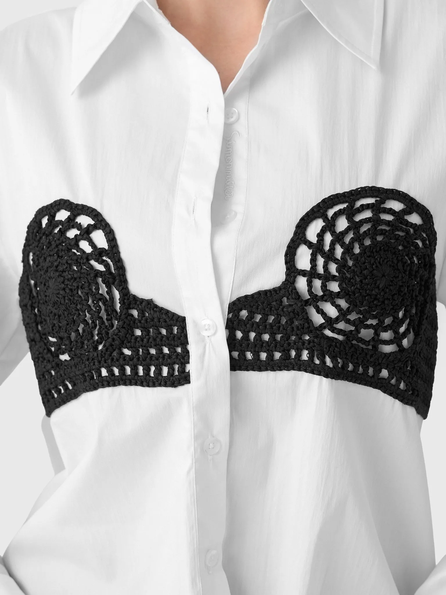 Simon Miller Women's Maren Poplin Crochet Button-Down Shirt sold by Saint Bernard product image thumbnail 5