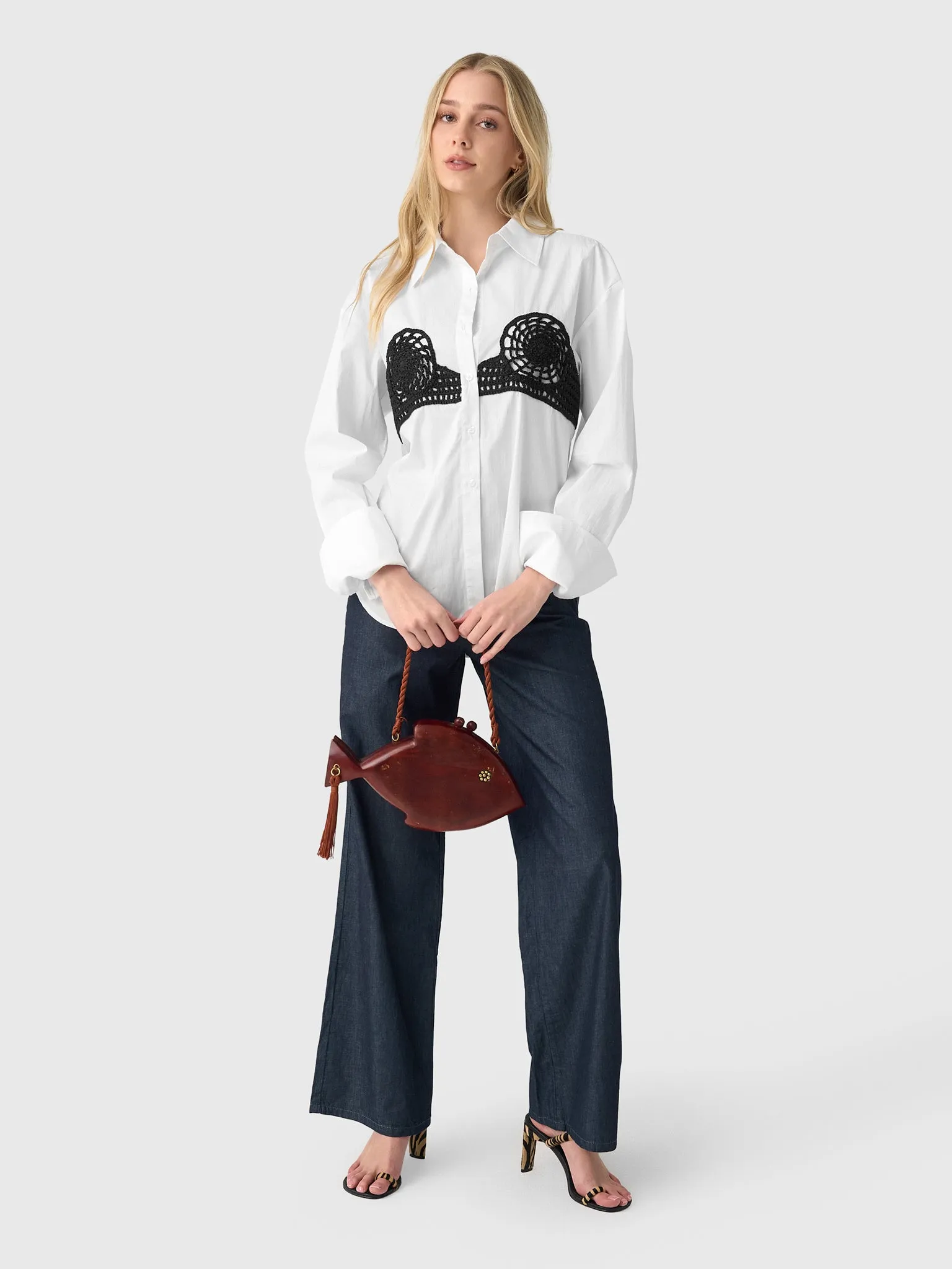 Simon Miller Women's Maren Poplin Crochet Button-Down Shirt sold by Saint Bernard product image thumbnail 2