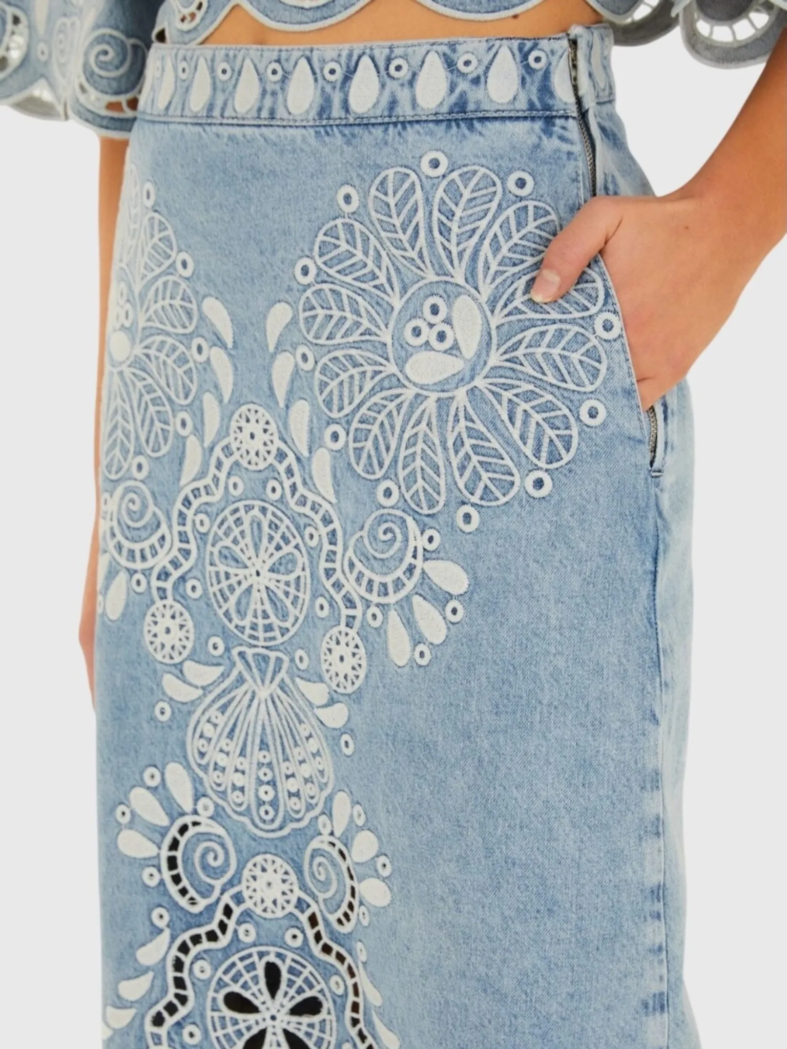 Farm Rio Women's Richelieu Wavy Hem Midi Skirt sold by Saint Bernard product image thumbnail 3