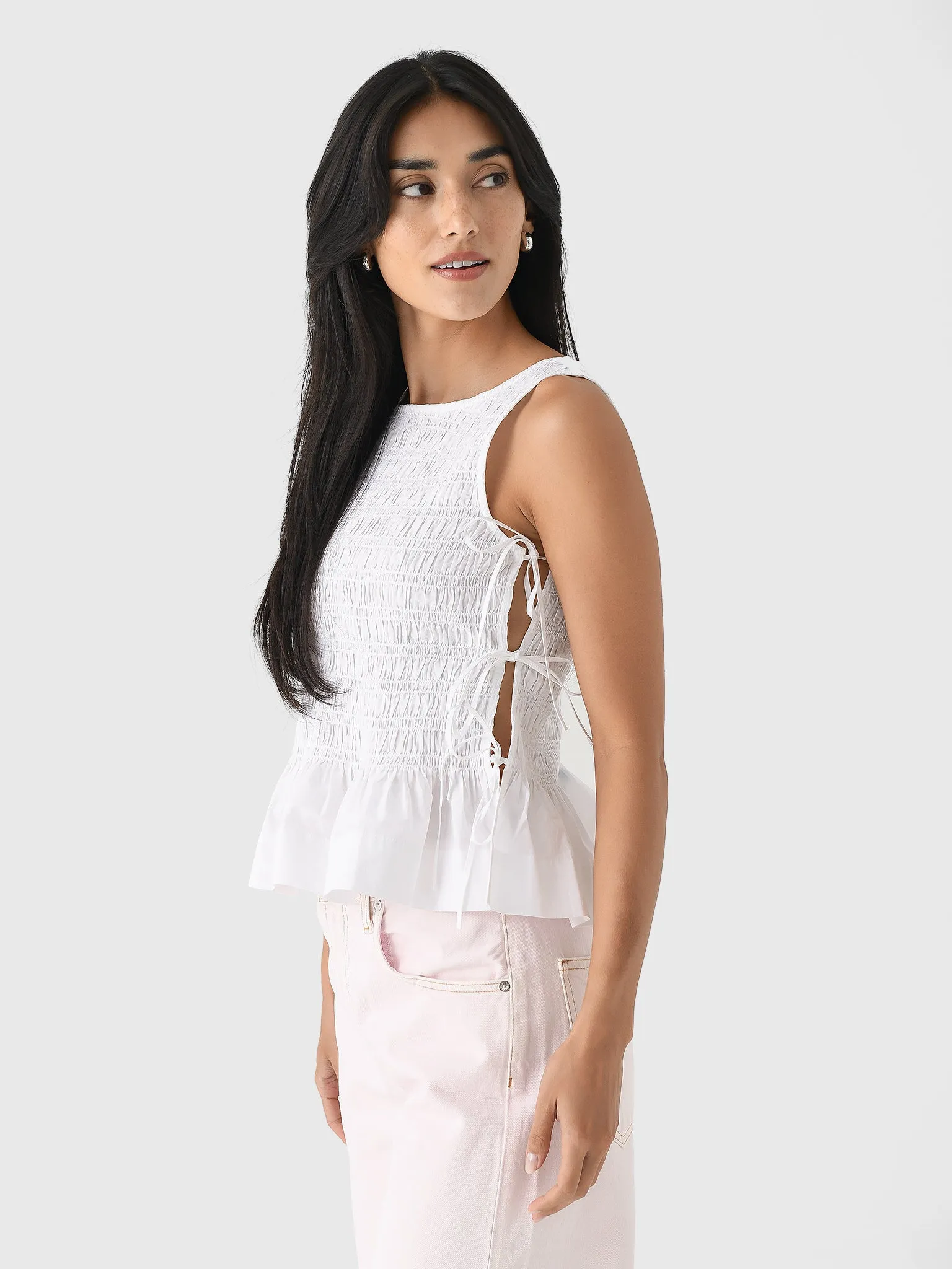 GANNI Women's Cotton Smock Tie Top sold by Saint Bernard product image thumbnail 3