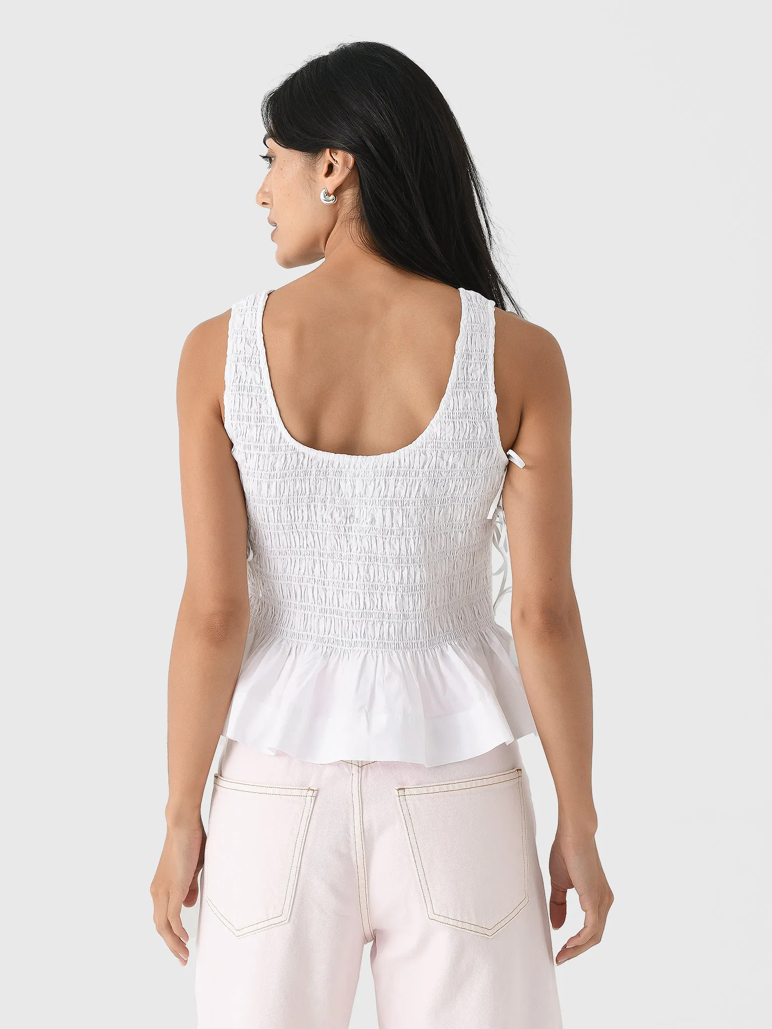 GANNI Women's Cotton Smock Tie Top sold by Saint Bernard product image thumbnail 4
