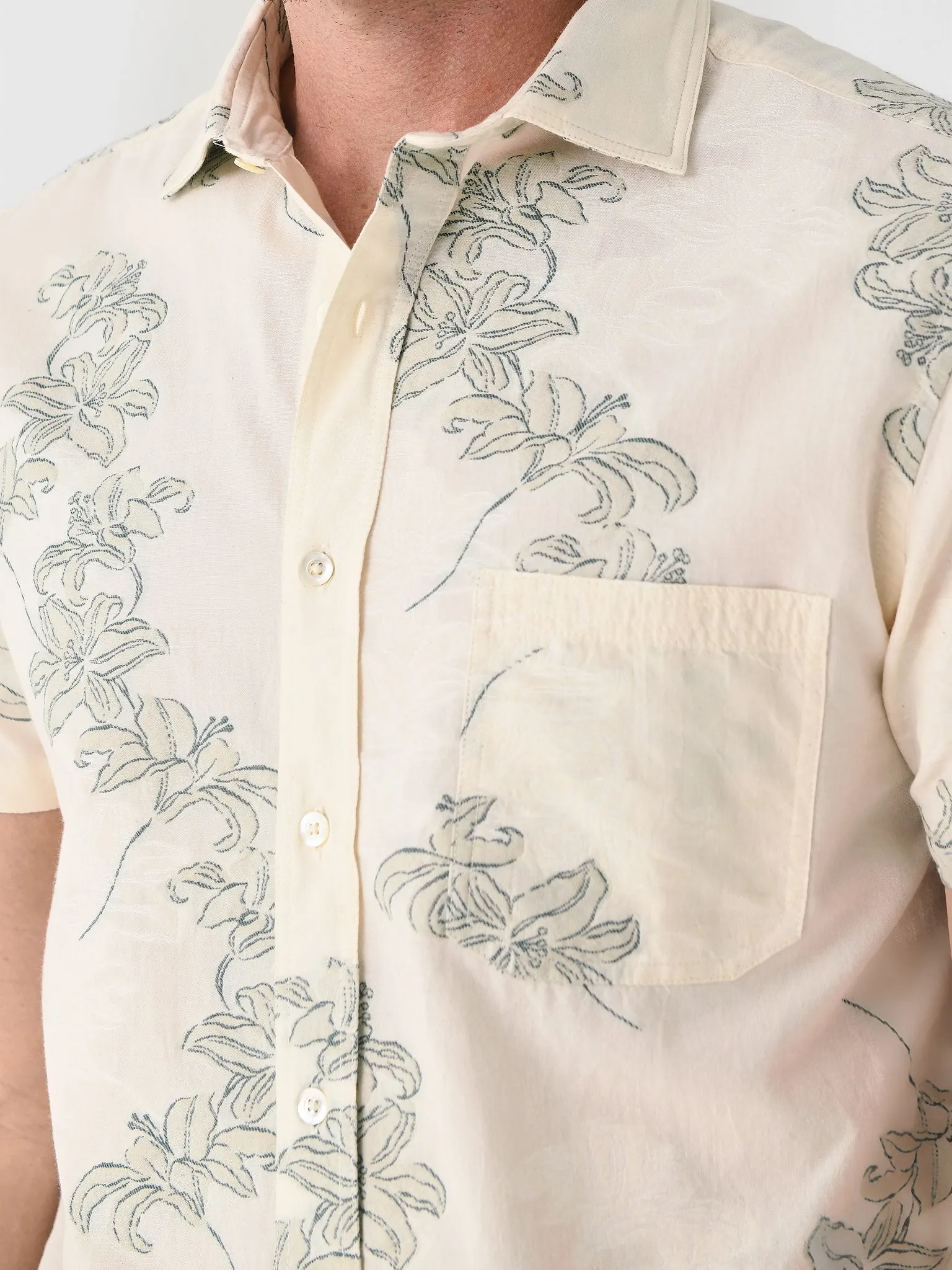 Billy Reid Men's Short Sleeve Watercolor Lily Jacquard Treme Shirt sold by Saint Bernard product image thumbnail 5