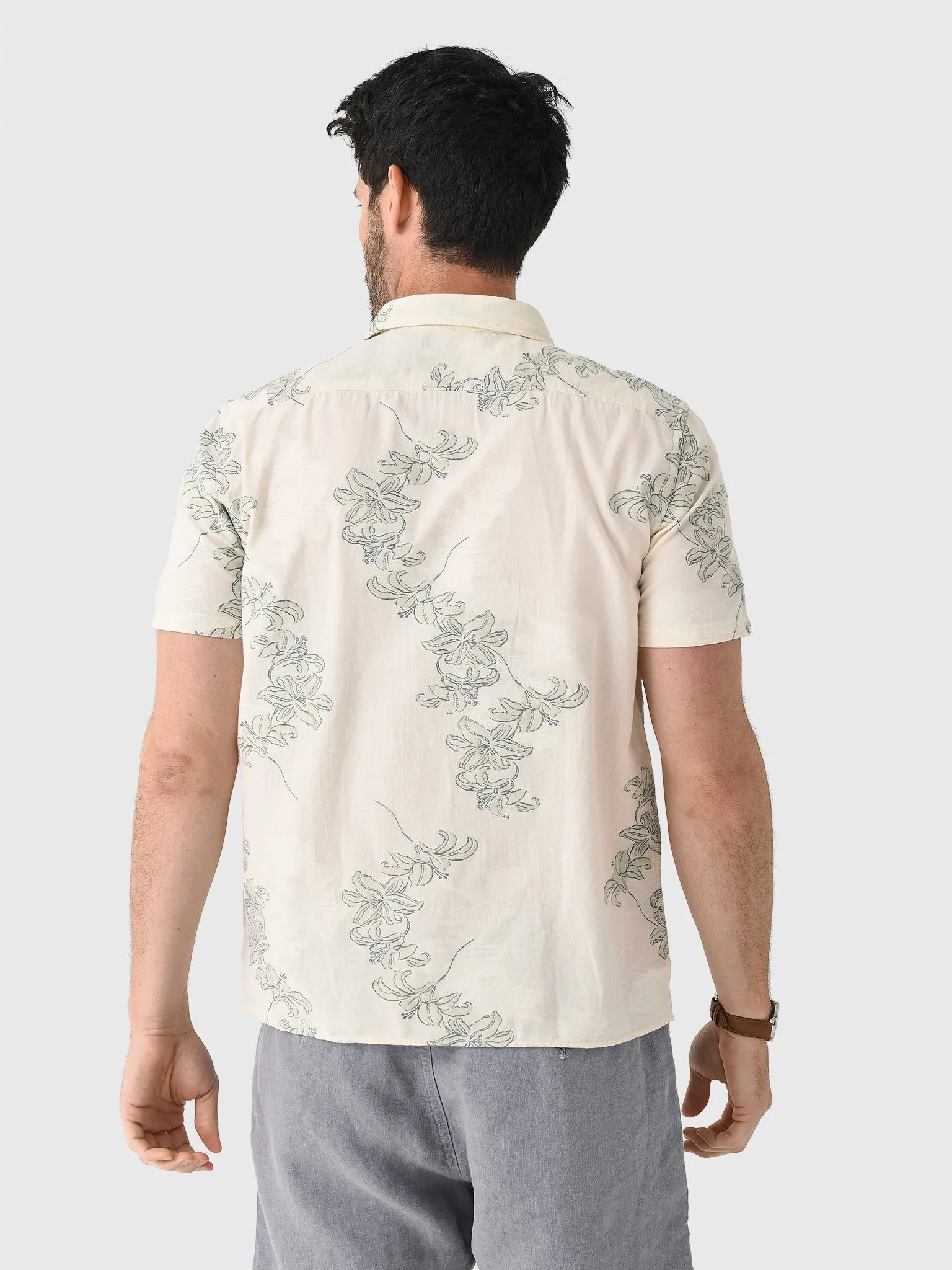 Billy Reid Men's Short Sleeve Watercolor Lily Jacquard Treme Shirt sold by Saint Bernard product image thumbnail 4