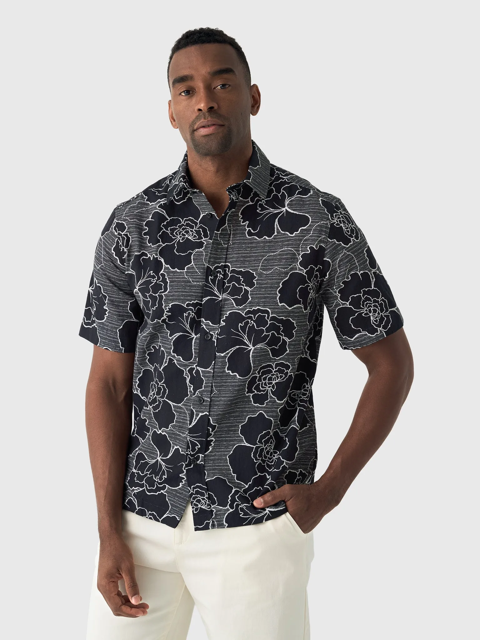 Les Deux Men's Charlie Poppy Short-Sleeve Shirt sold by Saint Bernard