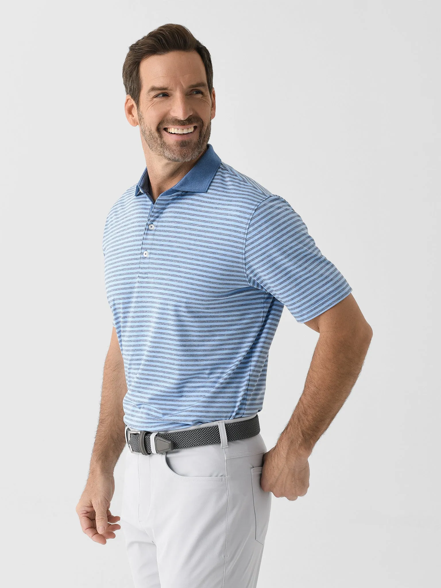 Johnnie-O Men's Gibbons Stripe Performance Jersey Polo sold by Saint Bernard product image thumbnail 3