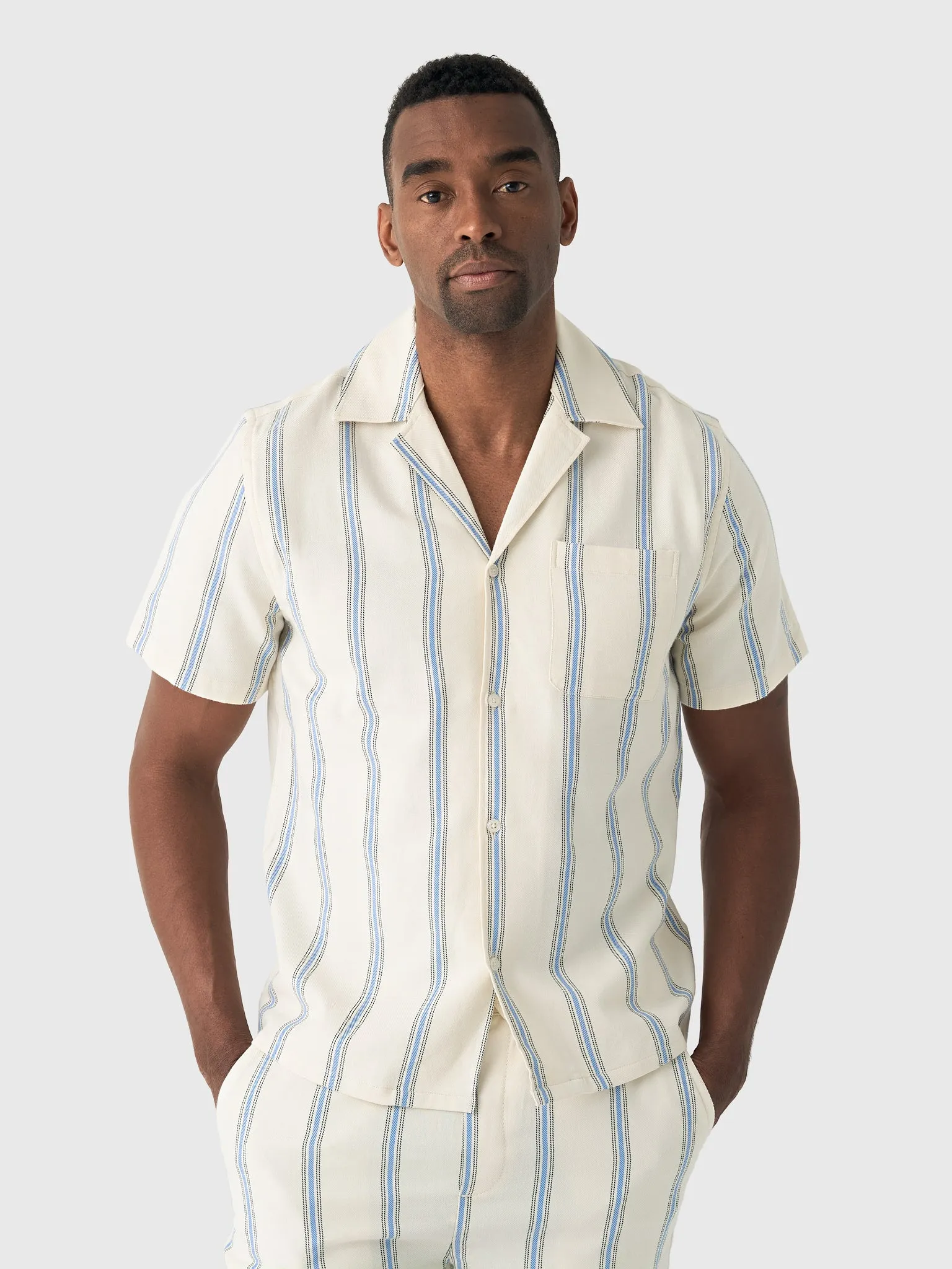 Les Deux Men's Lawson Stripe Short-Sleeve Shirt sold by Saint Bernard