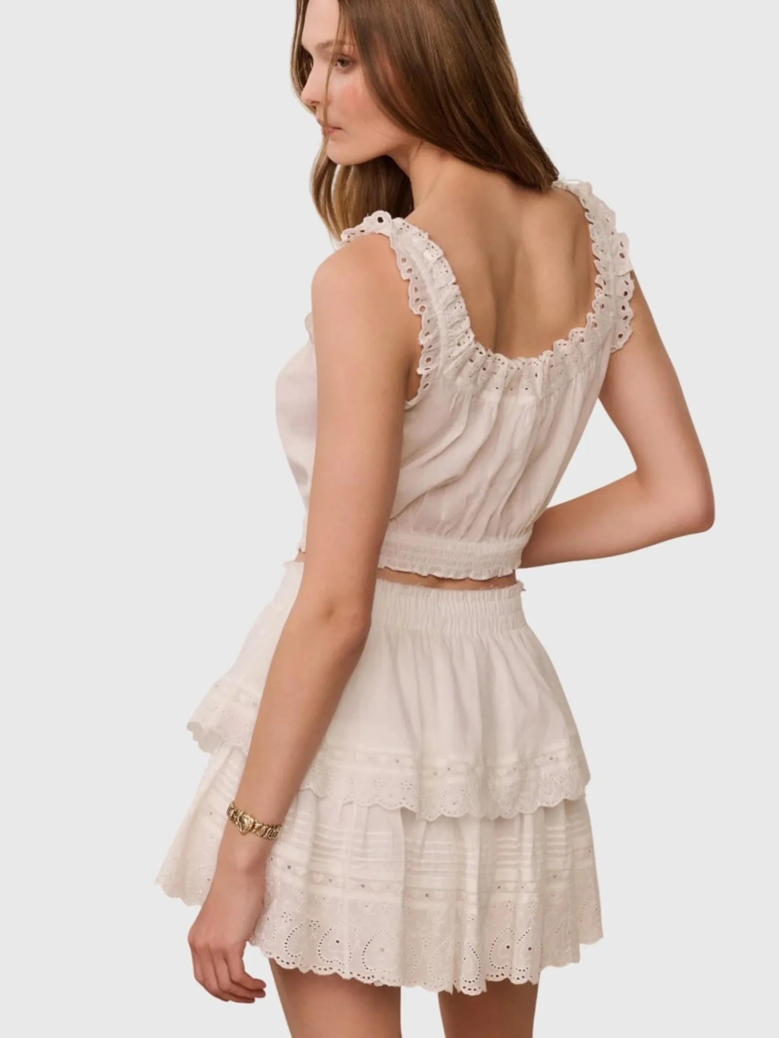 LoveShackFancy Women's Lupo Heart Eyelet Crop Top sold by Saint Bernard product image thumbnail 2