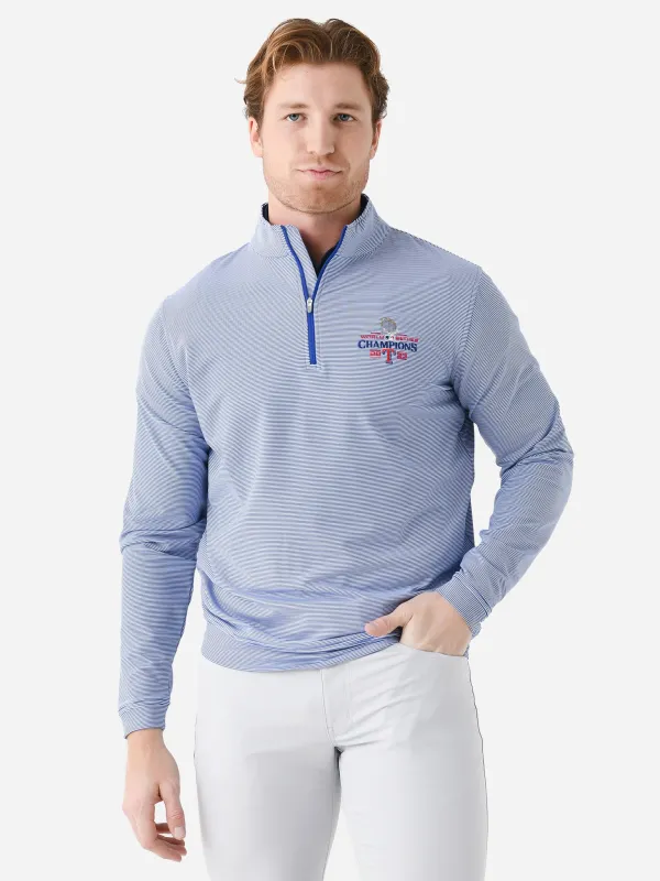 Peter Millar Major League Baseball Men's Texas Rangers World Series Perth Mini Stripe Performance Quarter-Zip sold by Saint Bernard