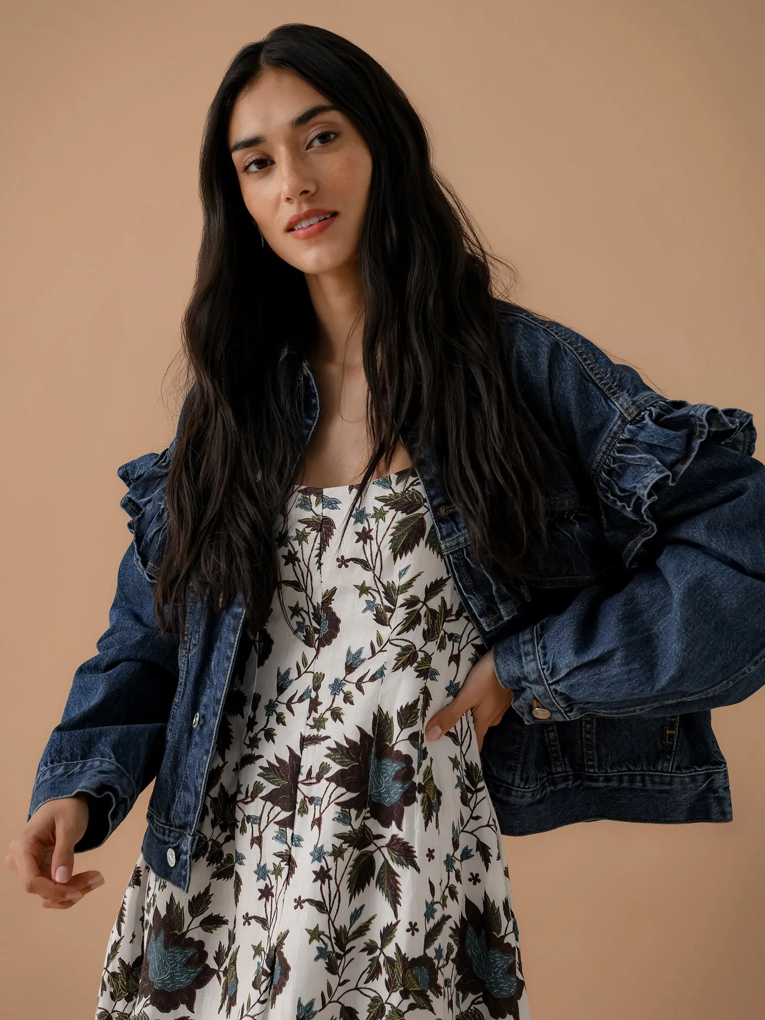 Frame Women's The Ruffle Denim Jacket sold by Saint Bernard product image thumbnail 2