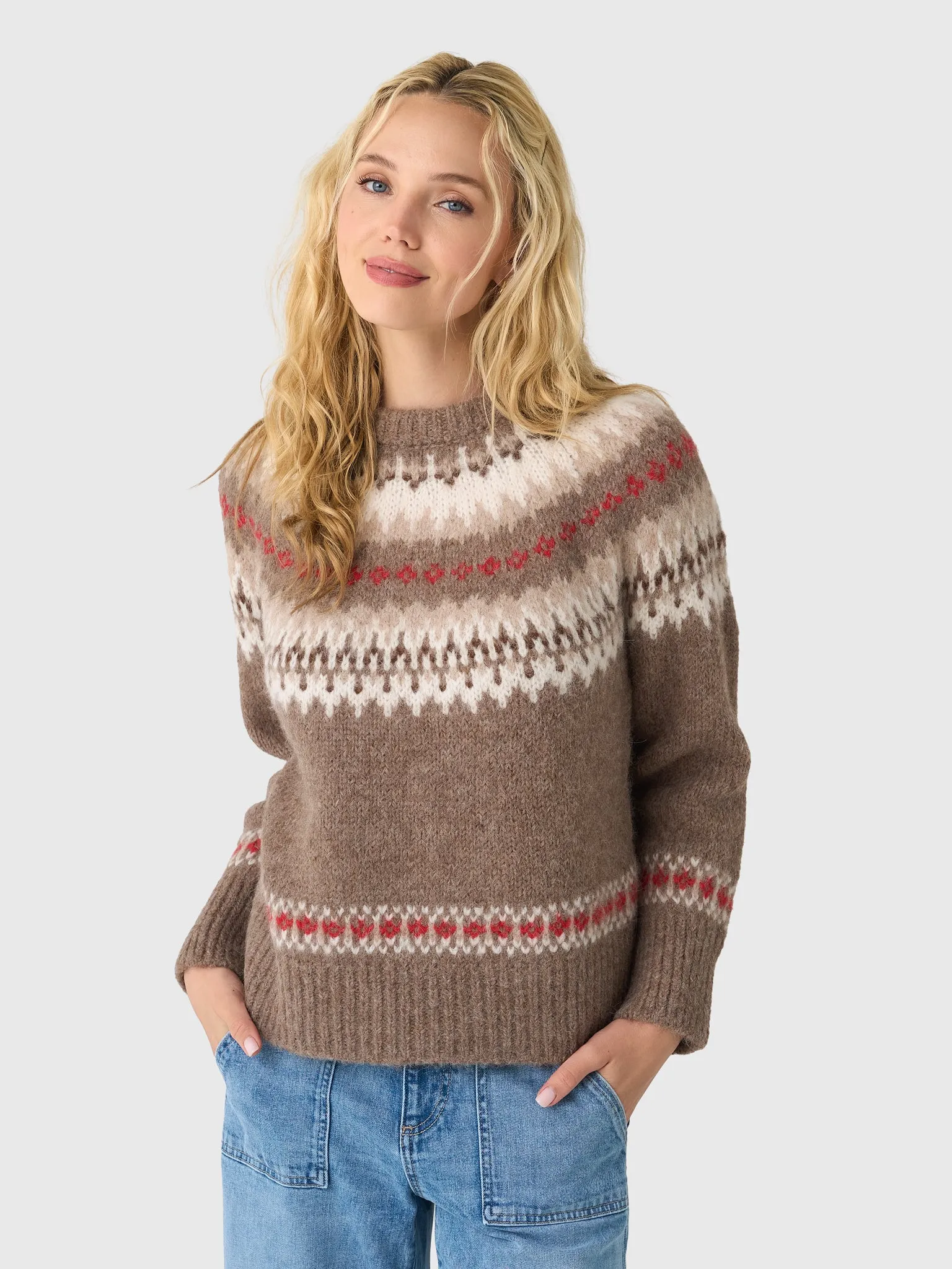 White + Warren Women's Alpaca Blend Fair Isle Crewneck Sweater sold by Saint Bernard
