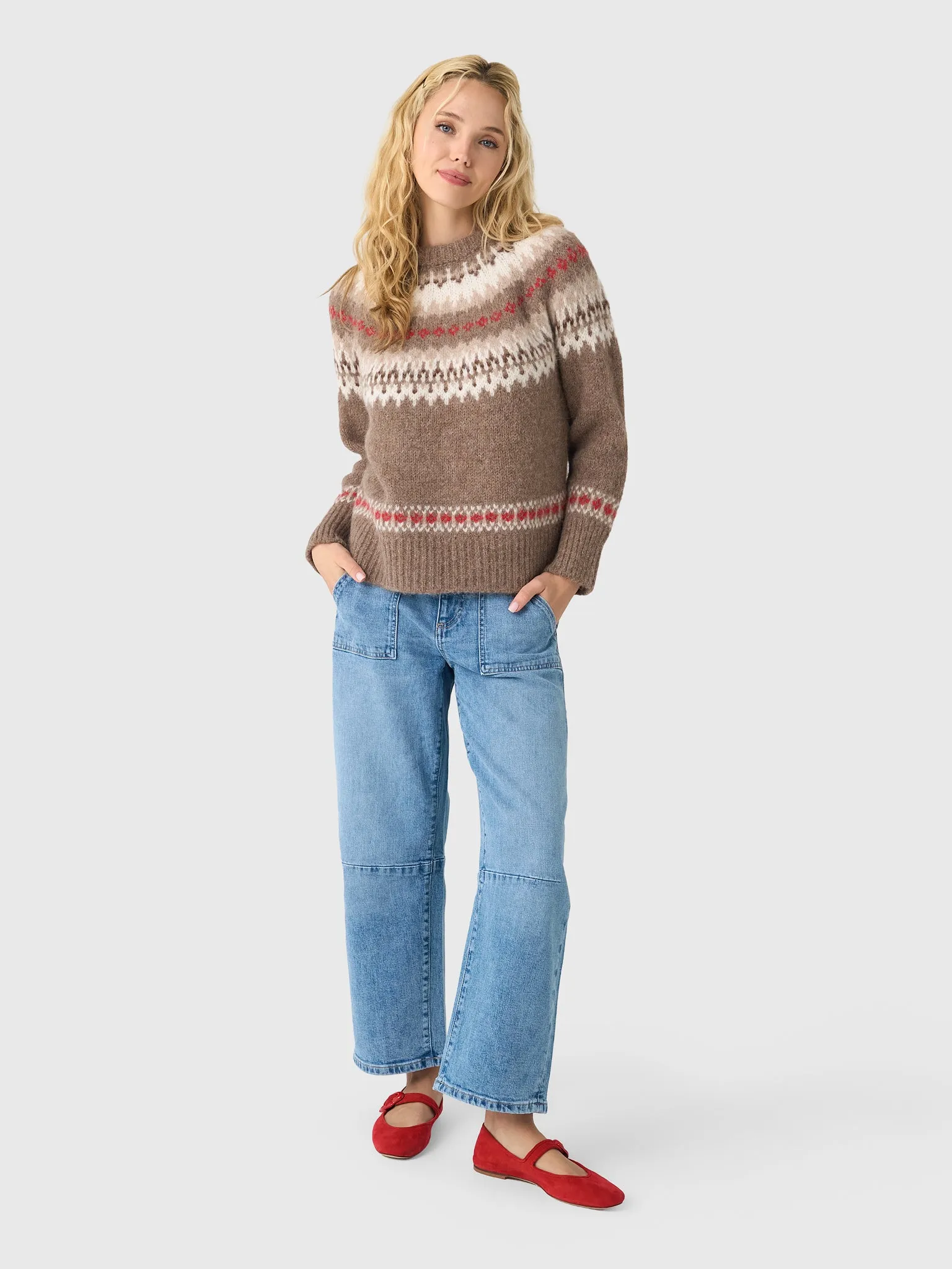 White + Warren Women's Alpaca Blend Fair Isle Crewneck Sweater sold by Saint Bernard product image thumbnail 2